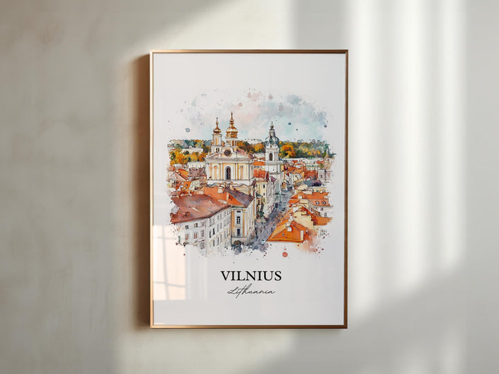 Vilnius Wall Art, Lithuania Print, Lithuania Watercolor Art, Vilnius Gift, Travel Print, Travel Poster, Housewarming Gift