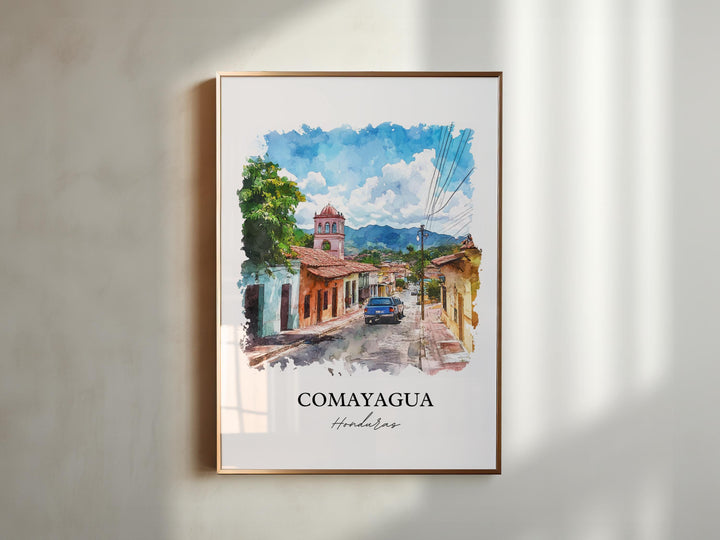 Comayagua Wall Art, Honduras Print, Honduras Watercolor Art, Comayagua Gift, Travel Print, Travel Poster, Housewarming Gift