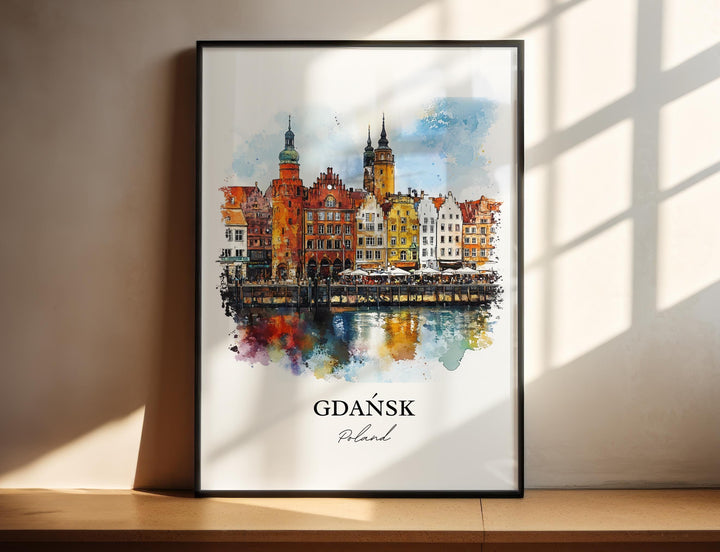 Gdansk Wall Art, Gdansk Print, Poland Watercolor Art, Gdansk Gift, Travel Print, Travel Poster, Housewarming Gift