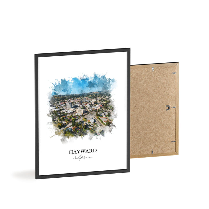 Hayward CA Wall Art, Hayward Print, Hayward Watercolor Art, Alameda County Gift, Travel Print, Travel Poster, Housewarming Gift