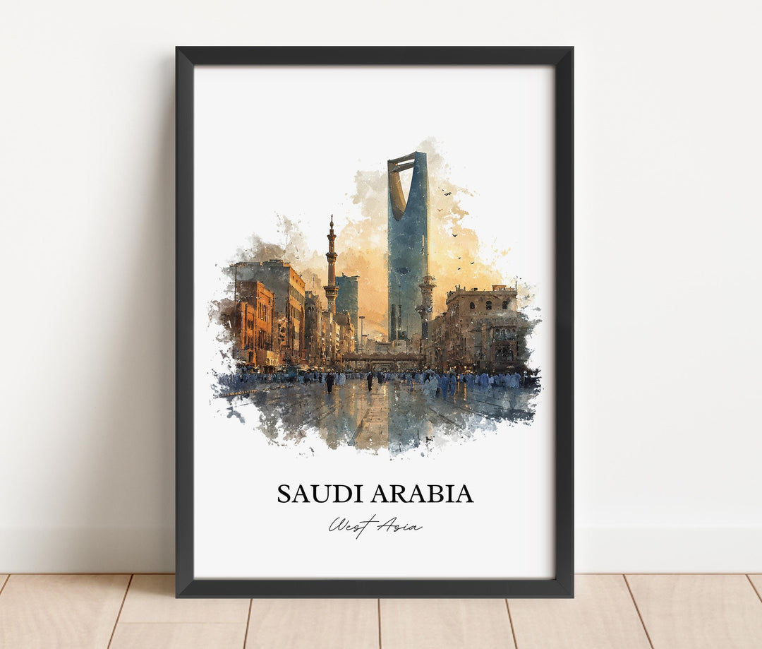 Saudi Arabia Wall Art, Saudi Arabia Print, Travel Watercolor Art, Saudi Arabia Gift, Travel Print, Travel Poster, Housewarming Gift