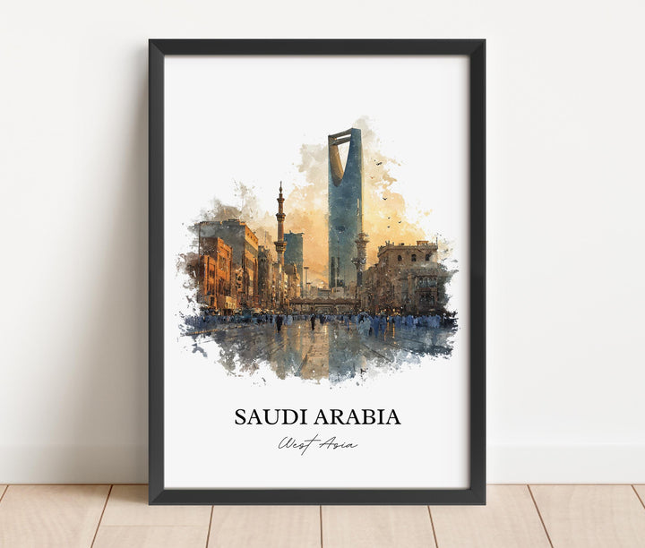 Saudi Arabia Wall Art, Saudi Arabia Print, Travel Watercolor Art, Saudi Arabia Gift, Travel Print, Travel Poster, Housewarming Gift