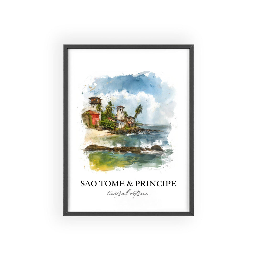 Sao Tome and Principe Art, São Tomé Print, Africa Watercolor Art, Sao Tome and Principe Gift, Travel Print, Travel Poster, Housewarming Gift