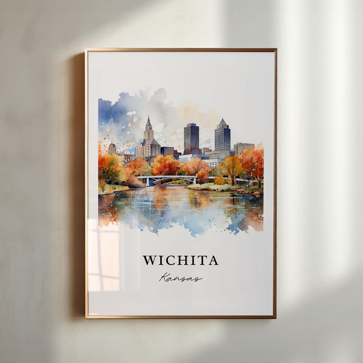 Wichita Kansas wall art - Kansas, Wichita poster, Wichita Wedding gift, Wichita Cityscape Birthday present, Custom Text, Personalized Gift