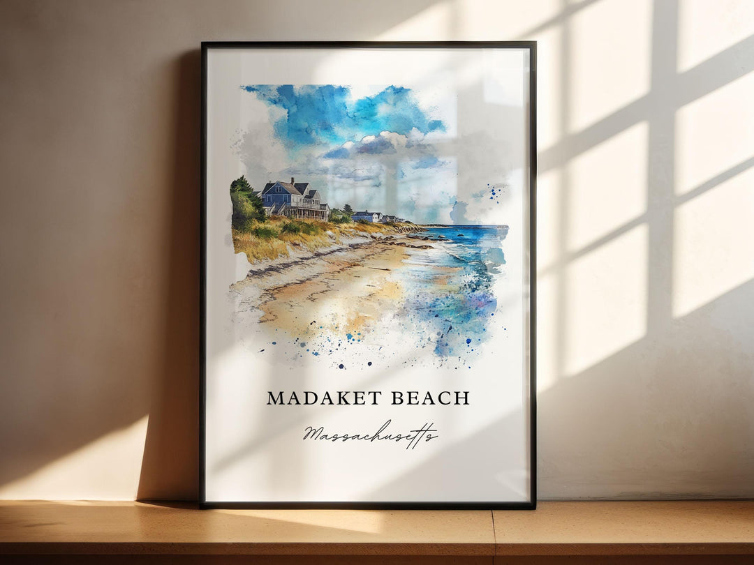 Madaket Beach MA Wall Art, Madaket Beach Print, Madaket Beach Watercolor Art, Nantucket Gift,
