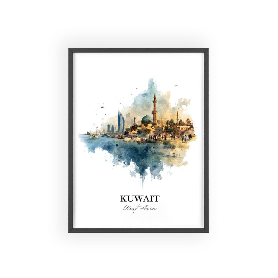 Kuwait Wall Art, Kuwait Print, Kuwait Watercolor Art, Kuwait Gift, Travel Print, Travel Poster, Housewarming Gift