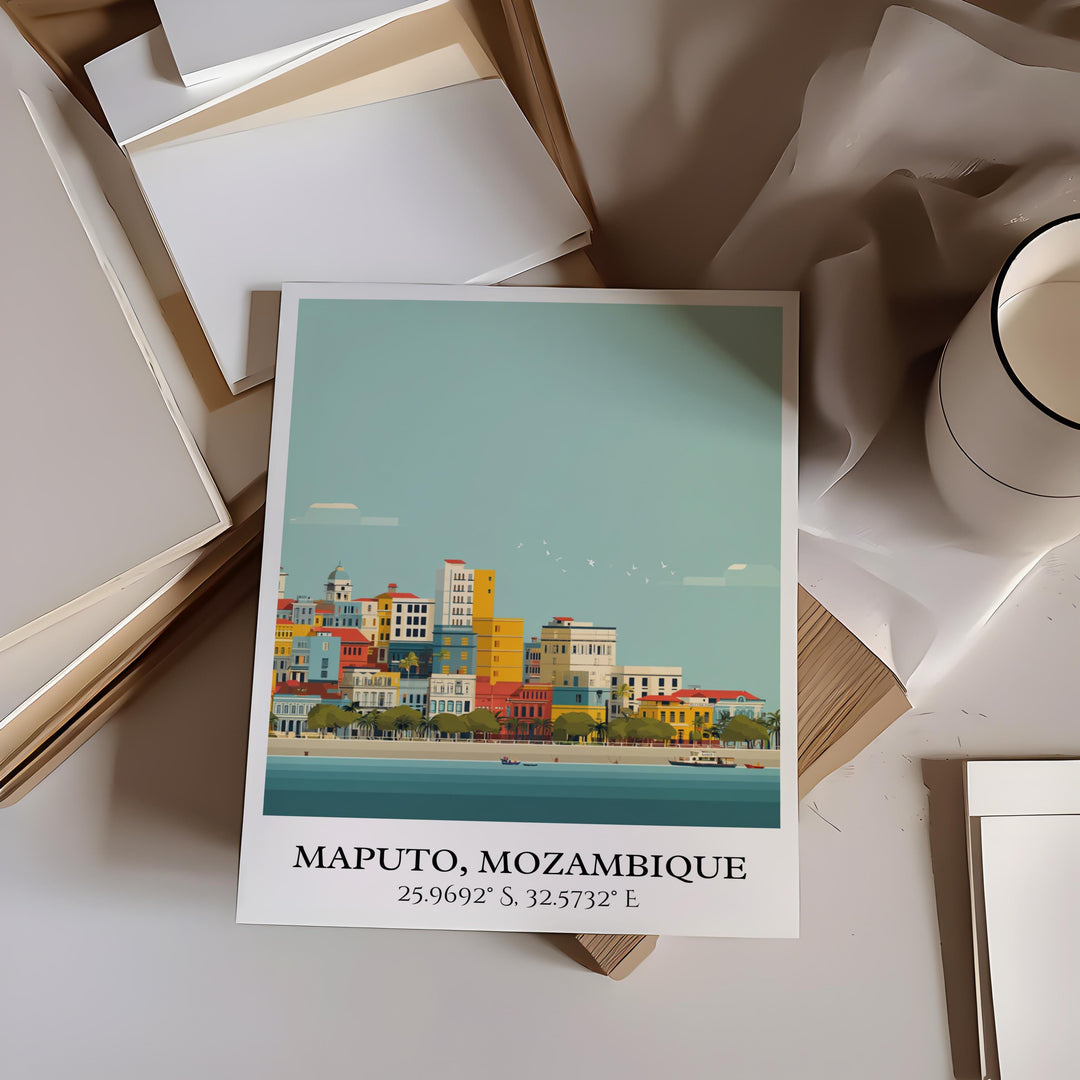 Maputo Art, Maputo Retro Travel Art, Maputo Mozambique Home Decor, Mozambique Gift, Mozambique Travel Art, Travel Prints, Housewarming Gift
