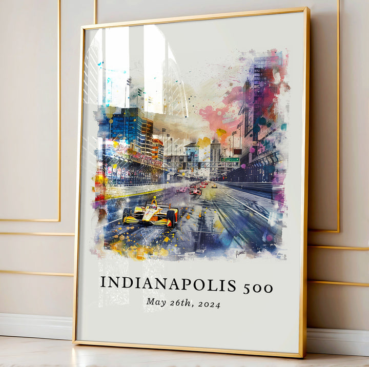 Indy 500 Wall Art, Indianpolis 500 Print, Indy 500 Watercolor, Indy 500 Art Gift,