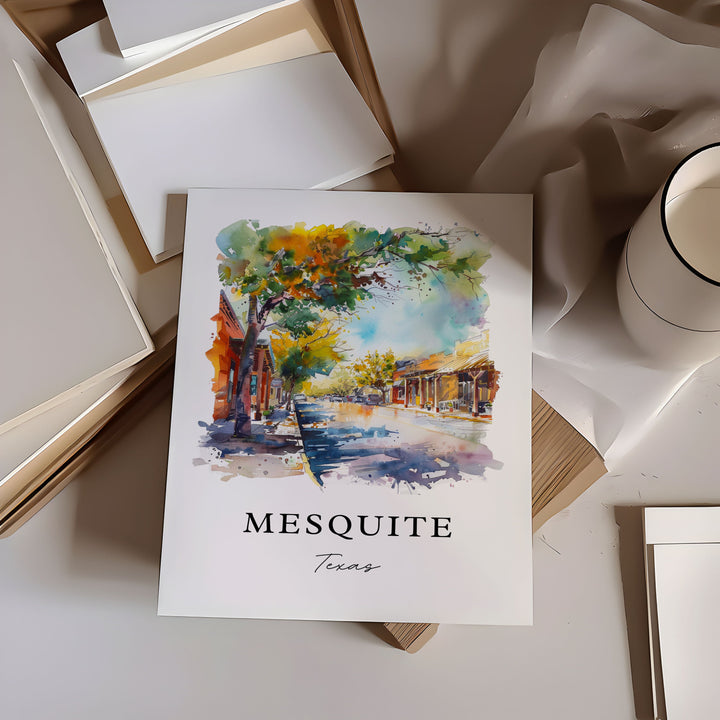 Mesquite Texas Art, Mesquite Print, Mesquite Watercolor Art, Mesquite Texas Gift,