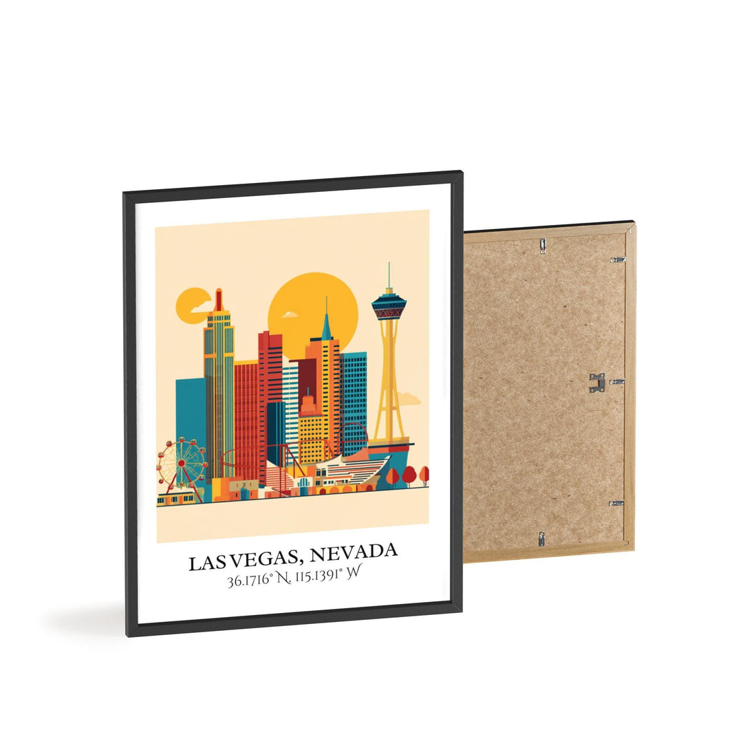 Las Vegas Art, Las Vegas Retro Travel Art, Las Vegas Home Decor, Las Vegas Gift, Nevada Travel Art, Travel Prints, Housewarming Gift