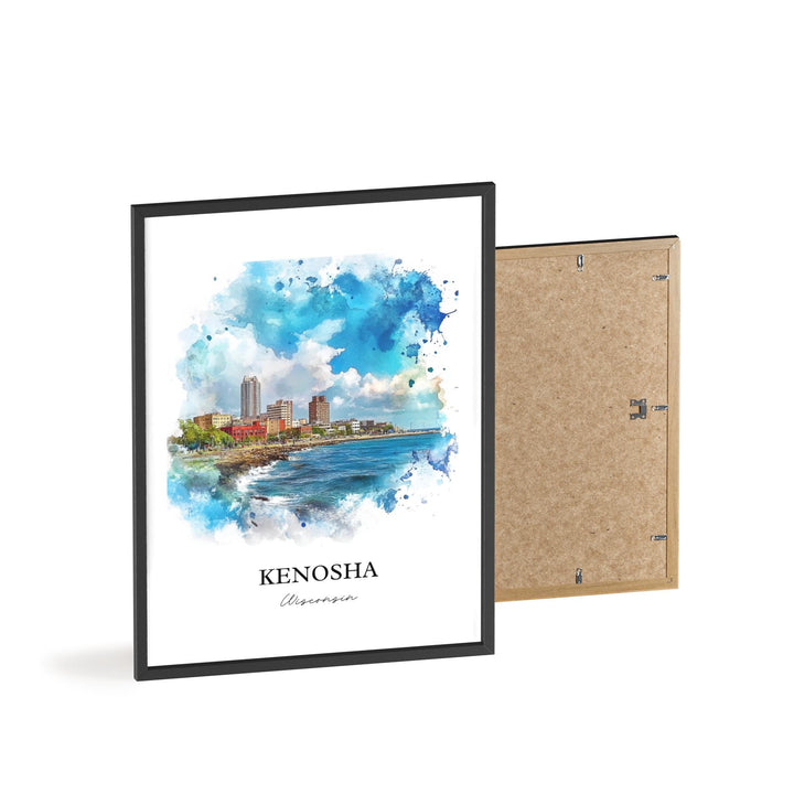 Kenosha WI Wall Art, Lake Michigan Print, Wisconsin Watercolor Art, Kenosha Wisconsin Gift, Travel Print, Travel Poster, Housewarming Gift