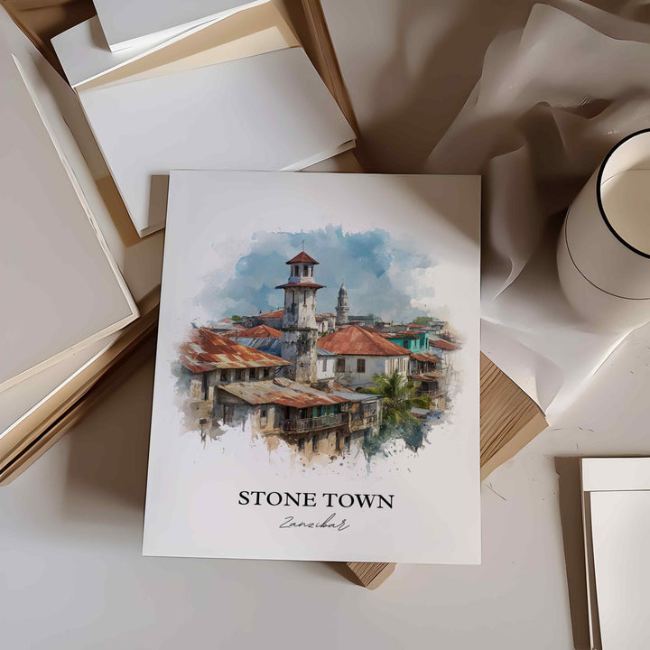Stone Town, Zanzibar – Watercolor Art Print