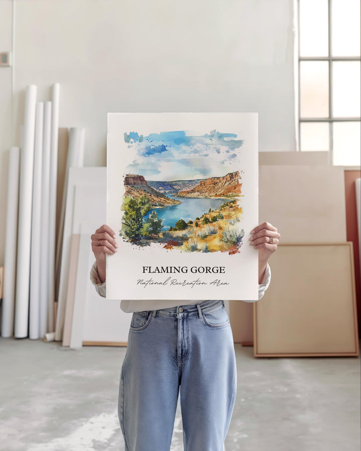 Flaming Gorge, USA – Watercolor Art Print