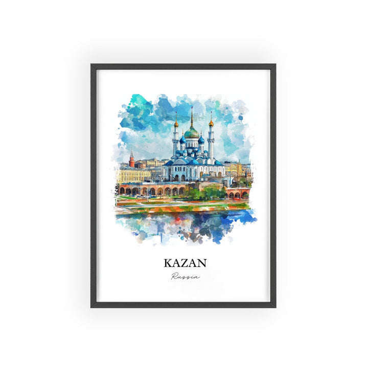 Kazan Russia Wall Art, Republic of Tatarstan Print, Russia Watercolor Art, Kazan Russia Gift, Travel Print, Travel Poster, Housewarming Gift