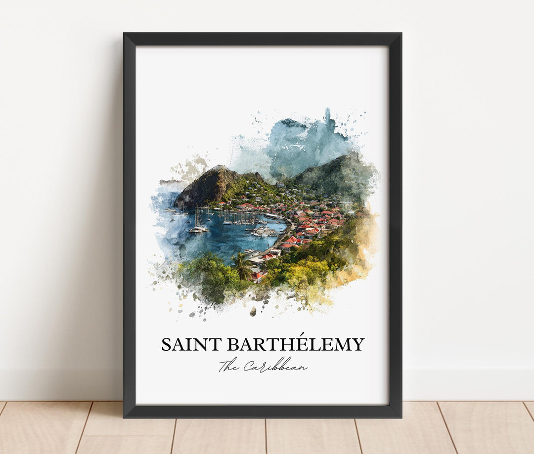St. Barts Wall Art, St. Barts Print, St. Barts Watercolor Art, Caribbean Gift, Travel Print, Travel Poster, Housewarming Gift