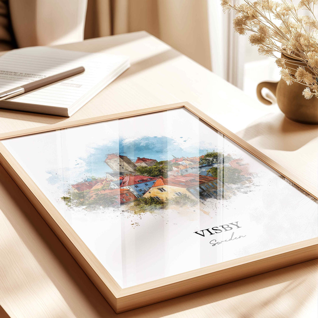 Visby, Sweden – Watercolor Art Print