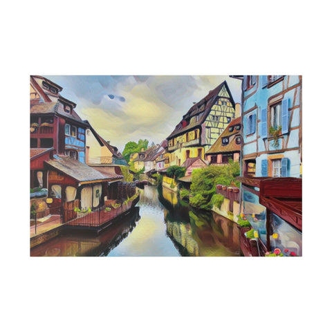 Colmar, France Artificial Watercolor on Premium Matte Canvas