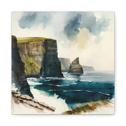 Cliffs of Moher, Ireland Watercolor Canvas Gallery Wrap