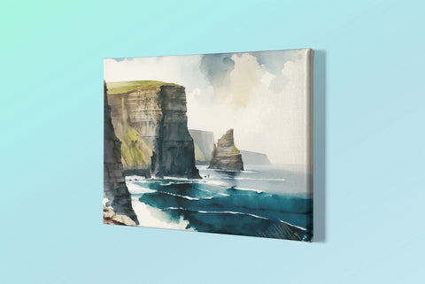 Cliffs of Moher, Ireland Watercolor Canvas Gallery Wrap