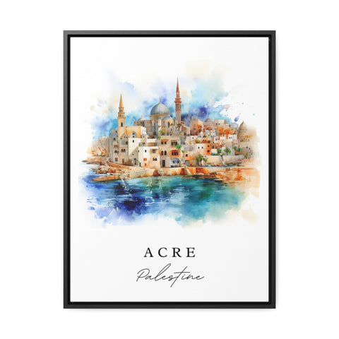 Acre traditional travel art - Palestine, Acre poster print, Wedding gift, Birthday present, Custom Text, Perfect Gift