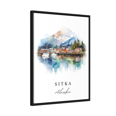 Sitka traditional travel art - Alaska, Sitka poster print, Wedding gift, Birthday present, Custom Text, Perfect Gift
