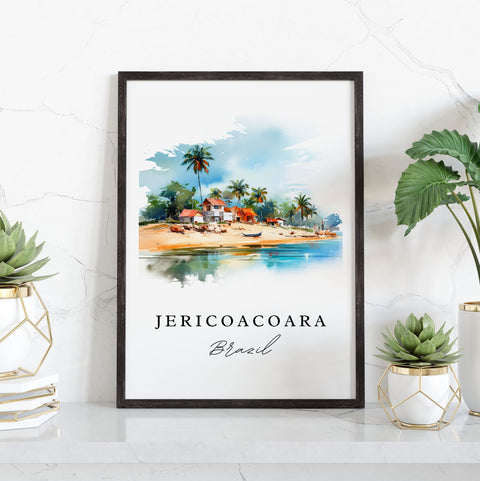 Jericoacoara traditional travel art - Brazil, Jericoacoara poster print, Wedding gift, Birthday present, Custom Text, Perfect Gift