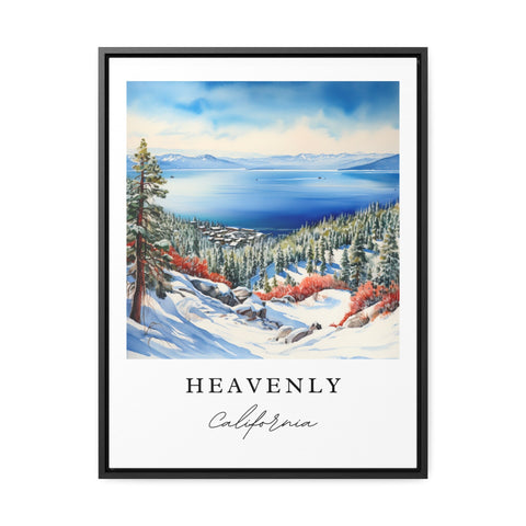 Heavenly Ski Area traditional travel art - Lake Tahoe California poster print, Wedding gift, Birthday present, Custom Text, Perfect Gift