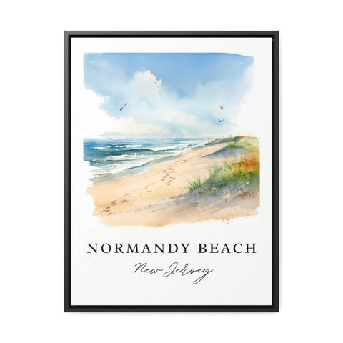 Normandy Beach traditional travel art - Jersey Shore, Mantaloking print, Wedding gift, Birthday present, Custom Text, Perfect Gift