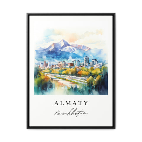 Almaty traditional travel art - Kazakhstan, Almaty print, Wedding gift, Birthday present, Custom Text, Perfect Gift
