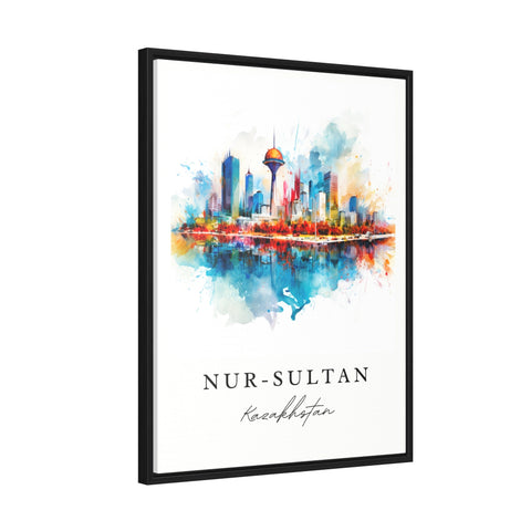 Nur-Saltan (Astana) traditional travel art - Kazakhstan, Nur-Saltan print, Wedding gift, Birthday present, Custom Text, Perfect Gift