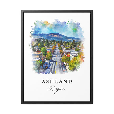 Ashland traditional travel art - Oregon, Ashland print, Wedding gift, Birthday present, Custom Text, Perfect Gift