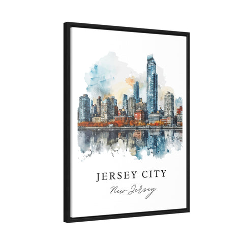 Jersey City traditional travel art - New Jersey, Jersey City print, Wedding gift, Birthday present, Custom Text, Perfect Gift