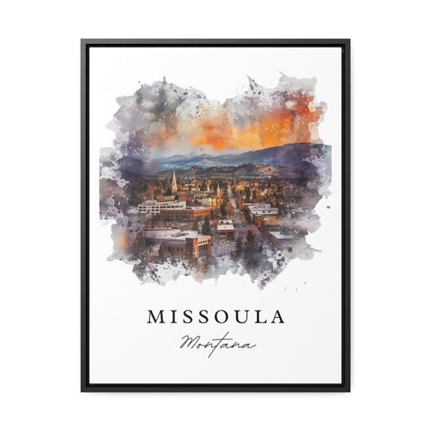 Missoula MT traditional travel art - Montana, Missoula print, Wedding gift, Birthday present, Custom Text, Perfect Gift