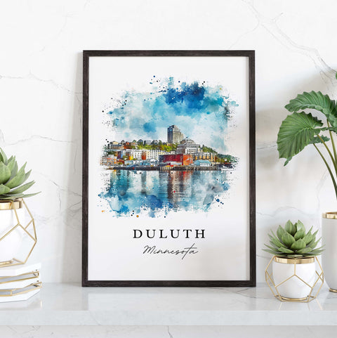 Duluth traditional travel art - Minnesota, Duluth print, Wedding gift, Birthday present, Custom Text, Perfect Gift