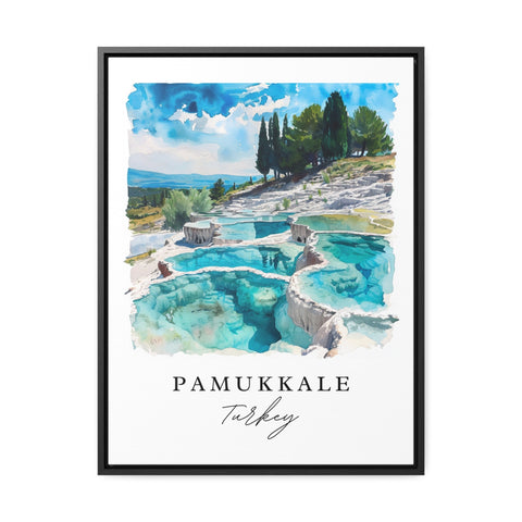 Pamukkale traditional travel art - Turkey, Pamukkale print, Wedding gift, Birthday present, Custom Text, Perfect Gift