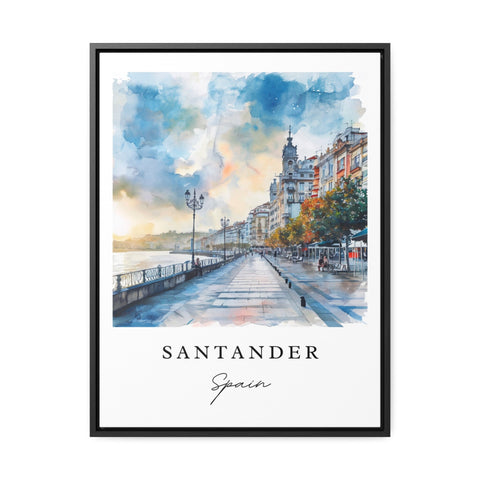 Santander traditional travel art - Spain, Santander print, Wedding gift, Birthday present, Custom Text, Perfect Gift
