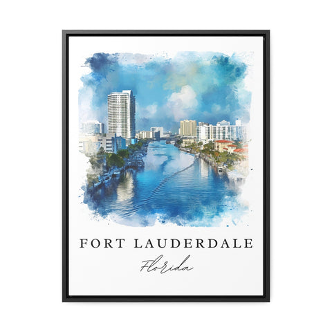 Fort Lauderdale traditional travel art - Florida, Ft Lauderdale print, Wedding gift, Birthday present, Custom Text, Perfect Gift