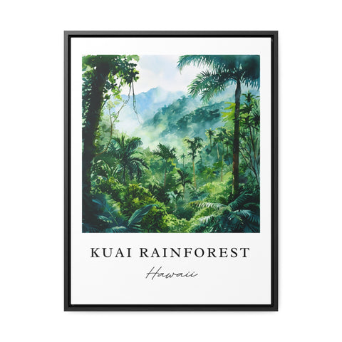 Kauai Rainforest traditional travel art - Hawaii, Kauai print, Wedding gift, Birthday present, Custom Text, Perfect Gift