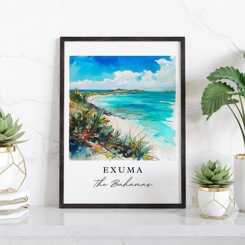 Exuma traditional travel art - The Bahamas, Exuma print, Wedding gift, Birthday present, Custom Text, Perfect Gift