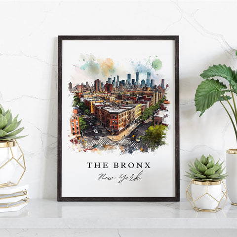 The Bronx traditional travel art - New York, The Bronx print, Wedding gift, Birthday present, Custom Text, Perfect Gift