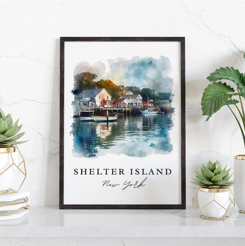 Shelter Island traditional travel art - New York, Shelter Island print, Wedding gift, Birthday present, Custom Text, Perfect Gift