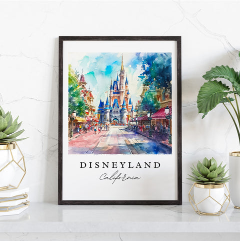Disneyland traditional travel art - Anaheim, Disneyland print, Wedding gift, Birthday present, Custom Text, Perfect Gift