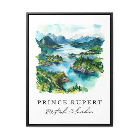 Prince Rupert traditional travel art - British Columbia, Prince Rupert print, Wedding gift, Birthday present, Custom Text, Perfect Gift