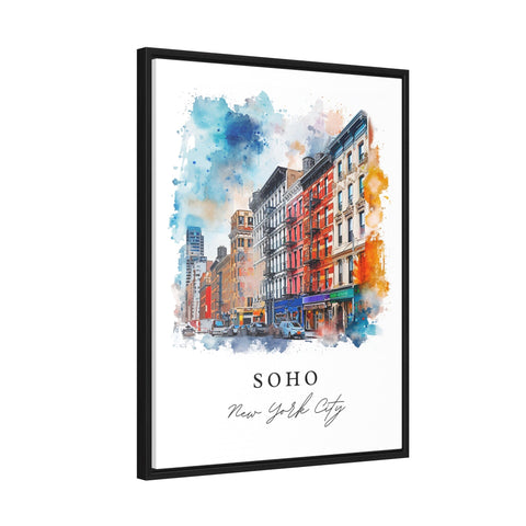 SoHo NYC watercolor travel art - Manhattan, SoHo print, Wedding gift, Birthday present, Custom Text, Perfect Gift