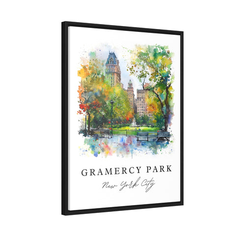 Gramercy Park watercolor travel art - NYC, Gramercy print, Wedding gift, Birthday present, Custom Text, Perfect Gift