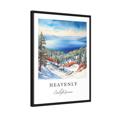 Heavenly Ski Area traditional travel art - Lake Tahoe California poster print, Wedding gift, Birthday present, Custom Text, Perfect Gift