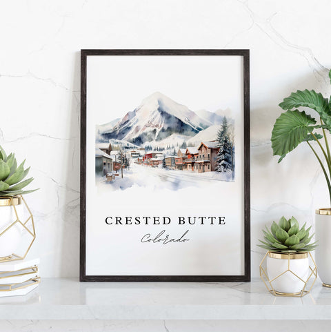 Crested Butte traditional travel art - Colorado, Crested Butte poster print, Wedding gift, Birthday present, Custom Text, Perfect Gift