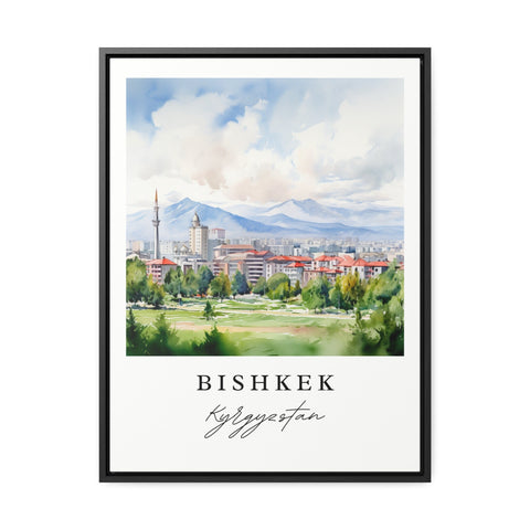 Bishkek traditional travel art - Kyrgyzstan, Bishkek print, Wedding gift, Birthday present, Custom Text, Perfect Gift