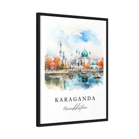 Karaganda traditional travel art - Kazakhstan, Karaganda print, Wedding gift, Birthday present, Custom Text, Perfect Gift