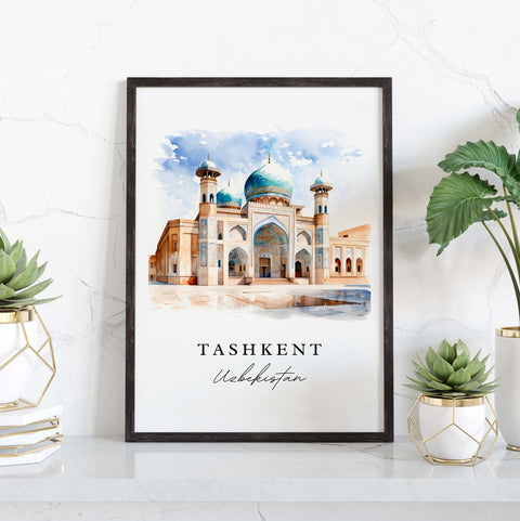 Tashkent traditional travel art - Uzbekistan, Tashkent print, Wedding gift, Birthday present, Custom Text, Perfect Gift